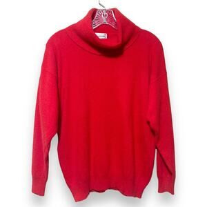 Lauren Alexandra Lambswool Angora Turtleneck Sweater Red Large